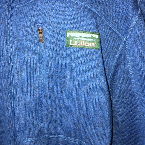 L.L bean mens blue zip up fleece sweater coat size large slightly fitted - Picture 3 of 6